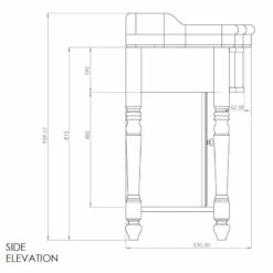 Foresters Period Oak Cabinet & 72cm Basin | Old Fashioned Bathrooms 5 Foresters Period Oak Cabinet & 72cm Basin | Old Fashioned Bathrooms -Old Fashioned Bathrooms Sales 72cm Bow Front Unit Side Dimensions