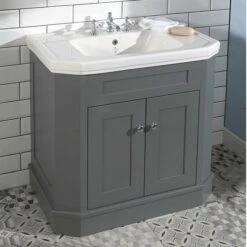 Empire Art Deco 920 Cabinet & Basin In Grey | Old Fashioned Bathrooms