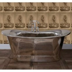 The Normandy Nickel Plated Interior & Exterior Bateau Bath | Suffolk -Old Fashioned Bathrooms Sales Bateau Bath Nickel