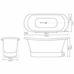 The Normandy Nickel Plated Interior & Painted Exterior Bateau Bath | OFB -Old Fashioned Bathrooms Sales Bateau Bath Nickel Dimensions 1