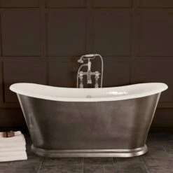 Hurlingham Caravel Bateau Cast Iron Bath 1675mm | Old Fashioned Bathrooms 7 Hurlingham Caravel Bateau Cast Iron Bath 1675mm | Old Fashioned Bathrooms -Old Fashioned Bathrooms Sales Caravel Cast Iron Bateau Bath In Pewter Lustre