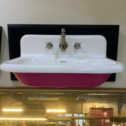Clearwater Roll Top Basin With Up-Stand | Old Fashioned Bathrooms -Old Fashioned Bathrooms Sales Crosswater roll top basin meduim pink