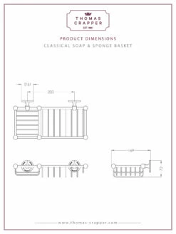 Thomas Crapper Classical Soap & Sponge Basket | OFB 7 Thomas Crapper Classical Soap & Sponge Basket | OFB -Old Fashioned Bathrooms Sales Dim 20331 TC1 060 Soap Sponge Basket