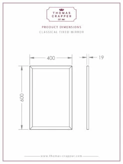 Thomas Crapper Classical Fixed Mirror | Old Fashioned Bathrooms -Old Fashioned Bathrooms Sales Dim 20341 Classical Fixed Mirror