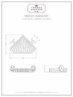 Thomas Crapper Classical Corner Basket | Old Fashioned Bathrooms -Old Fashioned Bathrooms Sales Dim 20348 TC1 066 Corner Basket
