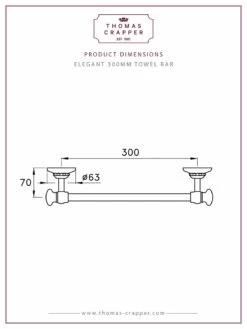 Thomas Crapper Elegant Towel Bar | Old Fashioned Bathrooms | Suffolk 8 Thomas Crapper Elegant Towel Bar | Old Fashioned Bathrooms | Suffolk -Old Fashioned Bathrooms Sales Dim 20362 Elegant 300mm Towel Bar TCAC602 30 1 2