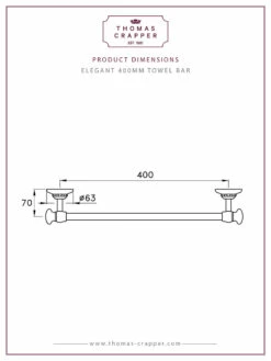 Thomas Crapper Elegant Towel Bar | Old Fashioned Bathrooms | Suffolk 7 Thomas Crapper Elegant Towel Bar | Old Fashioned Bathrooms | Suffolk -Old Fashioned Bathrooms Sales Dim 20363 Elegant 400mm Towel Bar TCAC602 40 2