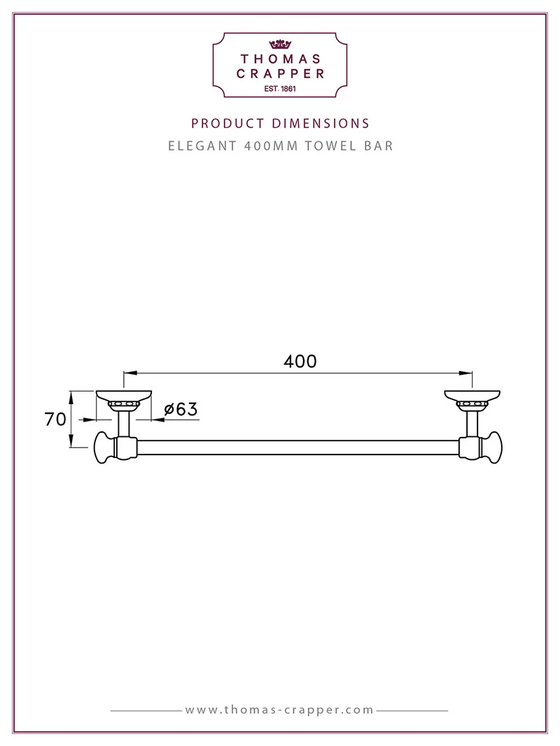 Thomas Crapper Elegant Towel Bar | Old Fashioned Bathrooms | Suffolk 3 Thomas Crapper Elegant Towel Bar | Old Fashioned Bathrooms | Suffolk - Image 3