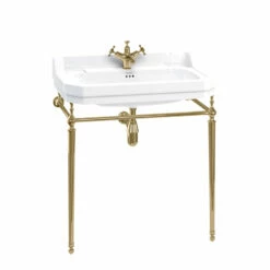 Burlington Edwardian 80cm Basin With Basin Stand | OFB 5 Burlington Edwardian 80cm Basin With Basin Stand | OFB -Old Fashioned Bathrooms Sales Edwardian 800mm Basin with Gold Washstand