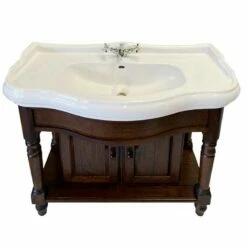 Foresters 100cm Period Basin & Oak Cabinet | Old Fashioned Bathrooms -Old Fashioned Bathrooms Sales Foresters Bow Fronted Cabinet 44