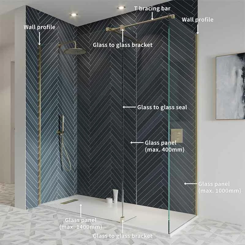 Crosswater 'Gallery 10' Corner With Fixed Deflector (T-Bracing Bar) | Suffolk 3 Crosswater 'Gallery 10' Corner With Fixed Deflector (T-Bracing Bar) | Suffolk - Image 3