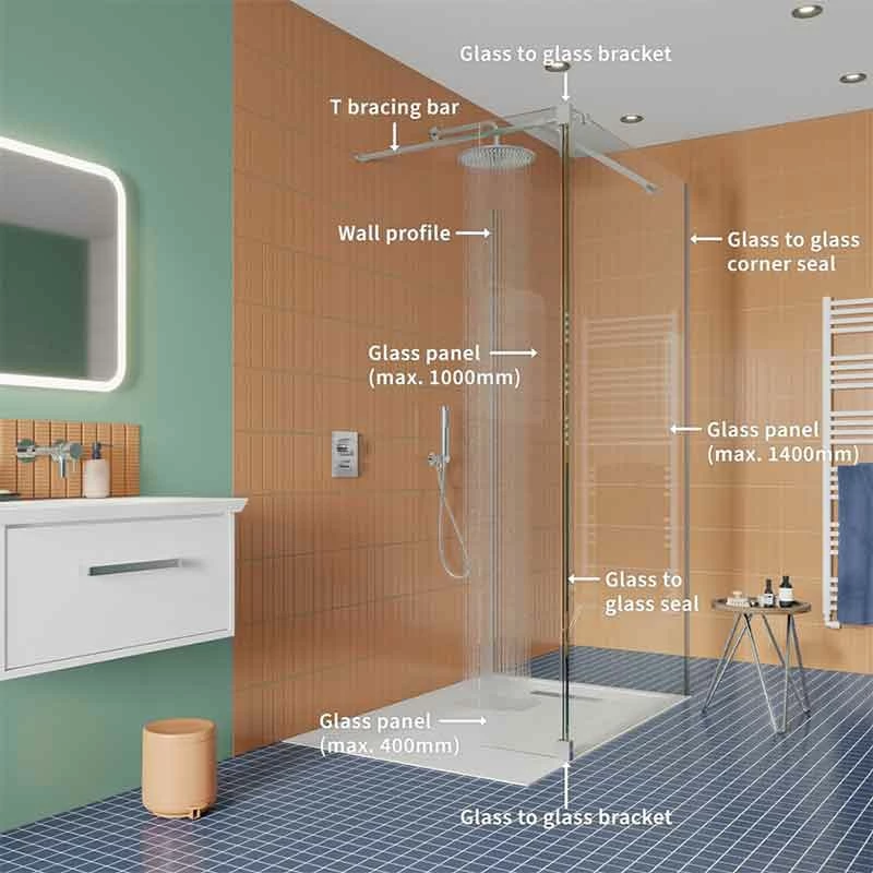 Crosswater 'Gallery 10' Glass Corner With Fixed Deflector | OFB | Suffolk 3 Crosswater 'Gallery 10' Glass Corner With Fixed Deflector | OFB | Suffolk - Image 3