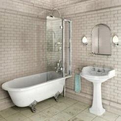 Burlington Hampton 170cm Right Handed Showering Bath With Standard Feet | Old Fashioned Bathrooms