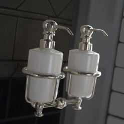 Thomas Crapper Elegant Wall Mounted Double Soap Dispenser Holder | Old Fashioned Bathrooms