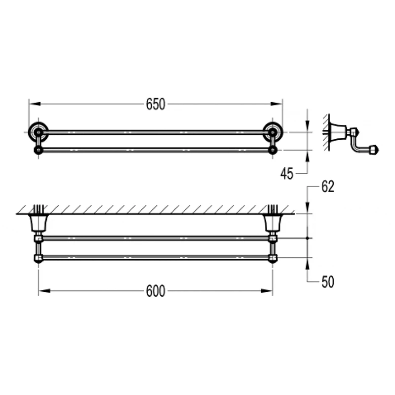 Liberty Brass Double Towel Bar By Old Fashioned Bathrooms In Suffolk 2 Liberty Brass Double Towel Bar By Old Fashioned Bathrooms In Suffolk - Image 2