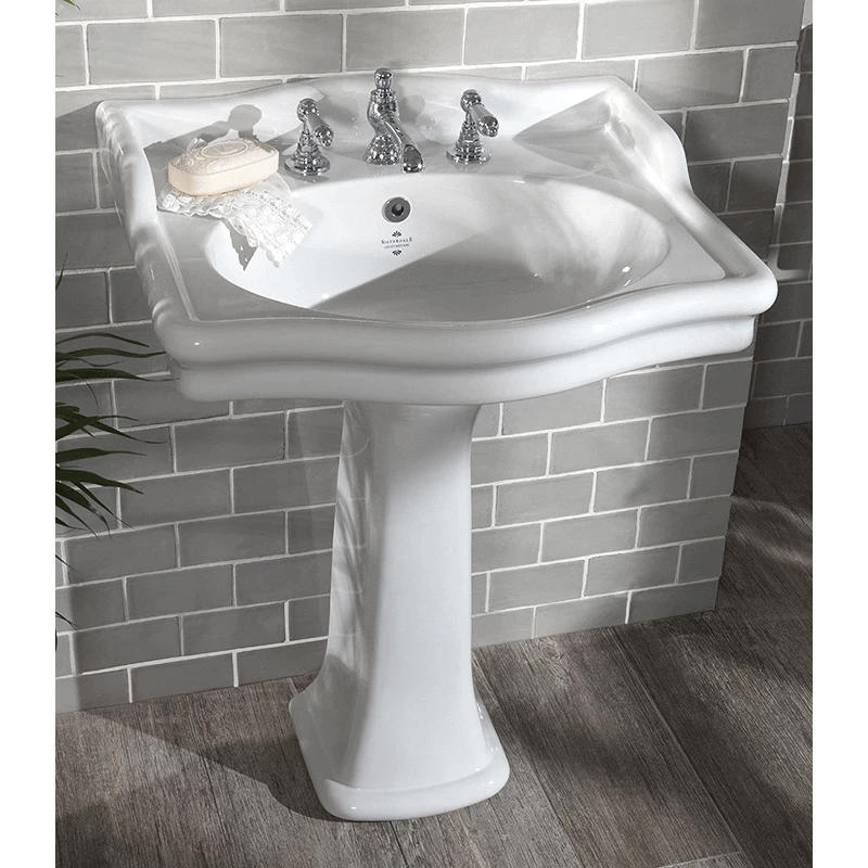 Loxley 650mm Basin With Pedestal | Old Fashioned Bathrooms 1 Loxley 650mm Basin With Pedestal | Old Fashioned Bathrooms