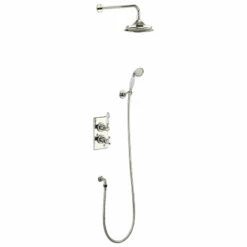 Burlington Trent Thermostatic Two Outlet Concealed Shower -Old Fashioned Bathrooms Sales Nickel Burlington Thermostatic shower