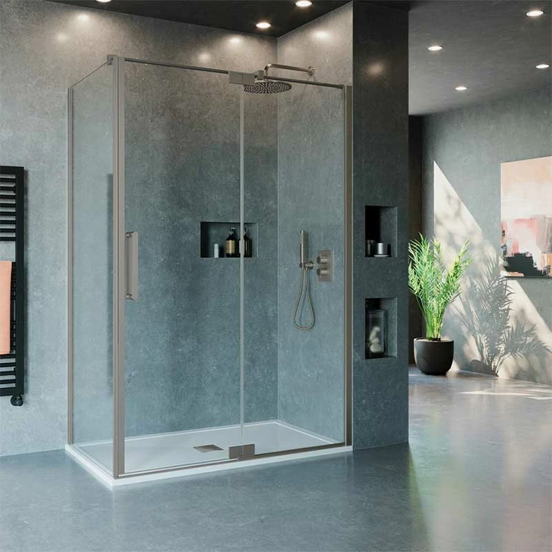 Crosswater 'Optix 10' Pivot Door With Inline Panel And Side Panel | Suffolk 2 Crosswater 'Optix 10' Pivot Door With Inline Panel And Side Panel | Suffolk - Image 2