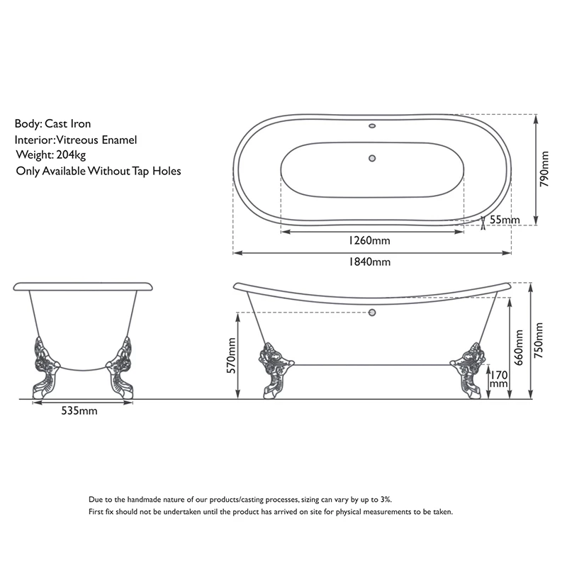 Cast Iron Orford Raised Double Ended Bath | Old Fashioned Bathrooms 6 Cast Iron Orford Raised Double Ended Bath | Old Fashioned Bathrooms - Image 6