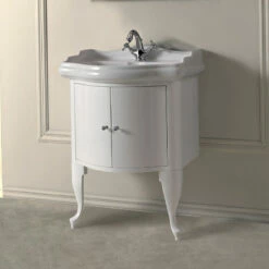 Retro 69cm Basin And Gloss White 2 Door Cabinet | Old Bathrooms -Old Fashioned Bathrooms Sales Retro 69cm Basin White Cabinet