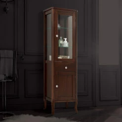 Retro Tall Walnut Display Cabinet | Old Fashioned Bathrooms