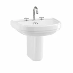 Riviera 580mm D Shape Basin & Semi Pedestal | OFB