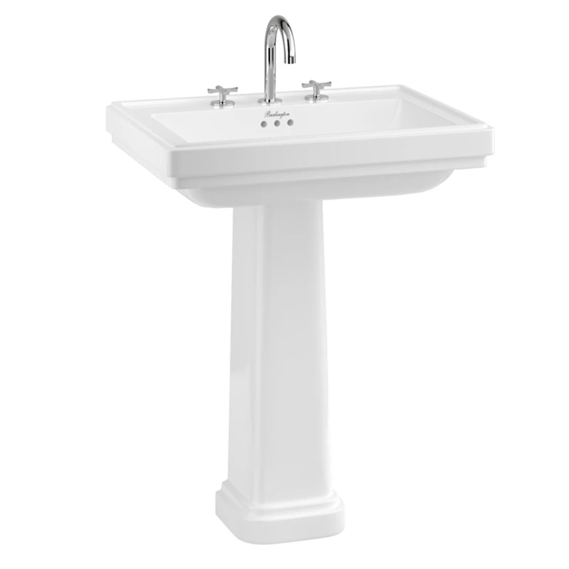 Riviera 650mm Square Basin & Full Pedestal | Old Fashioned Bathrooms 1 Riviera 650mm Square Basin & Full Pedestal | Old Fashioned Bathrooms