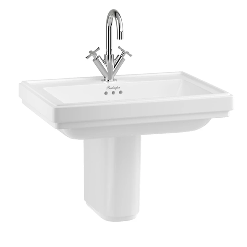Riviera 650mm Square Basin & Semi Pedestal | Old Fashioned Bathrooms 2 Riviera 650mm Square Basin & Semi Pedestal | Old Fashioned Bathrooms - Image 2