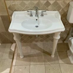 Old England Suffolk, 90cm Console Basin And Ceramic Legs | OFB -Old Fashioned Bathrooms Sales Suffolk 90cm Console Basin on Legs1