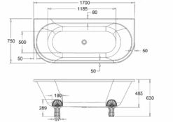 Burlington Avantgarde Back-to-wall 170cm Traditional Bath | Old Fashioned Bathrooms -Old Fashioned Bathrooms Sales T12D L3C L3W L3B