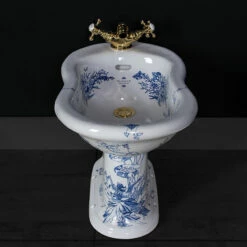 Victorian Blue Floral Freestanding Bidet By Old Fashioned Bathrooms