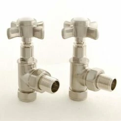 Westminster Crosshead Nickel Radiator Valves | Old Fashioned Bathrooms