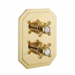 Belgravia Crosshead Thermostatic Shower Valve - 3 Outlets | OFB 6 Belgravia Crosshead Thermostatic Shower Valve - 3 Outlets | OFB -Old Fashioned Bathrooms Sales belgravia crossbox trimset 1 brass