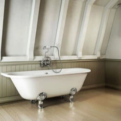 Burlington Avantgarde Back-to-wall 170cm Traditional Bath | Old Fashioned Bathrooms -Old Fashioned Bathrooms Sales burlington avantgarde 170cm back to wall bath classic chrome feet