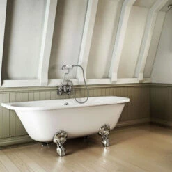 Burlington Avantgarde Back-to-wall 170cm Traditional Bath | Old Fashioned Bathrooms -Old Fashioned Bathrooms Sales burlington avantgarde 170cm back to wall bath luxury claw feet chrome