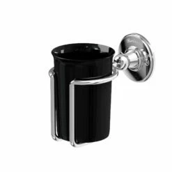 Burlington Tumbler Holder From The Burlington Chrome Bathroom Accessories Range -Old Fashioned Bathrooms Sales burlington chrome tumbler holder with black ceramic tumbler
