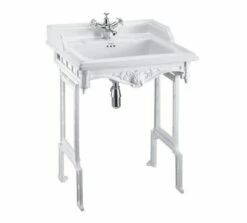 Burlington Classic 65cm Basin With Aluminium Stand | OFB -Old Fashioned Bathrooms Sales burlington georgian washstand with classic basin 1