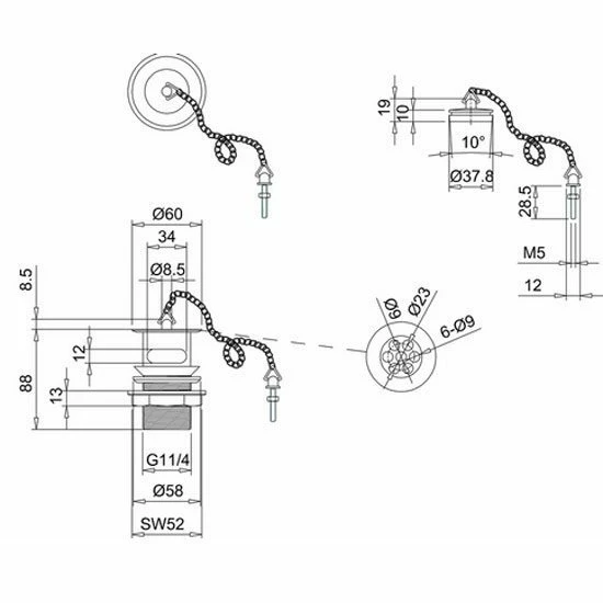 Burlington Basin Plug & Chain | Old Fashioned Bathrooms 2 Burlington Basin Plug & Chain | Old Fashioned Bathrooms - Image 2