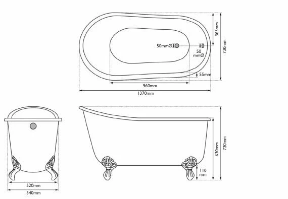 Cast Iron Deep Tub Bath 1370mm | Old Fashioned Bathrooms 5 Cast Iron Deep Tub Bath 1370mm | Old Fashioned Bathrooms - Image 5