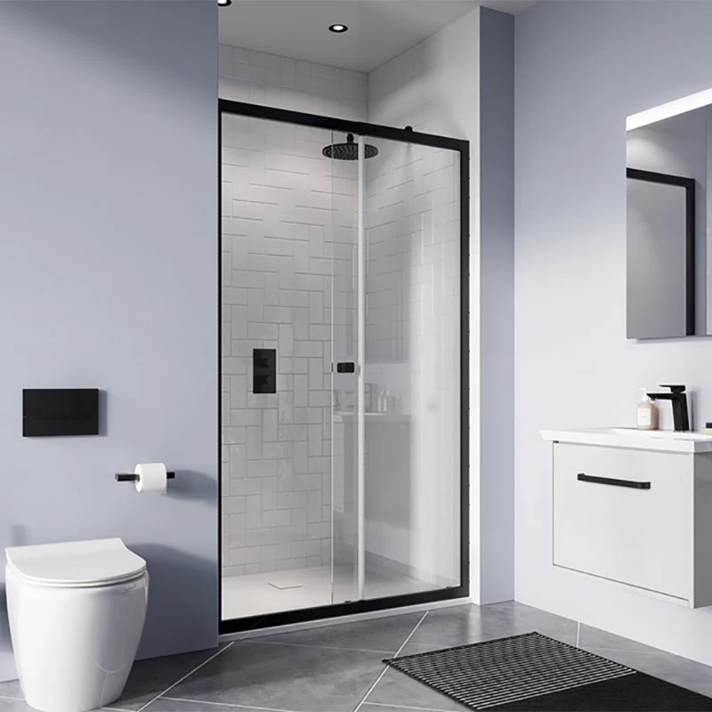 Crosswater 'Clear 6' Sliding Door & (Optional) Side Panel - Matt Black 2 Crosswater 'Clear 6' Sliding Door & (Optional) Side Panel - Matt Black - Image 2