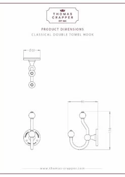 Thomas Crapper Classical Double Towel Hook | Old Fashioned Bathrooms -Old Fashioned Bathrooms Sales double towel hook thomas crapper classical pdf