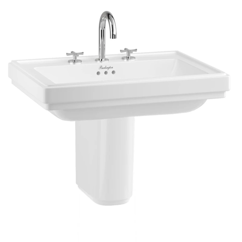Riviera 650mm Square Basin & Semi Pedestal | Old Fashioned Bathrooms 1 Riviera 650mm Square Basin & Semi Pedestal | Old Fashioned Bathrooms