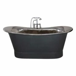 The Normandy Nickel Plated Interior & Painted Exterior Bateau Bath | OFB