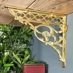 Serpent Design Basin Brackets (Pair) 328mm | Old Fashioned Bathrooms -Old Fashioned Bathrooms Sales ornate brass serpent design shelf bracket