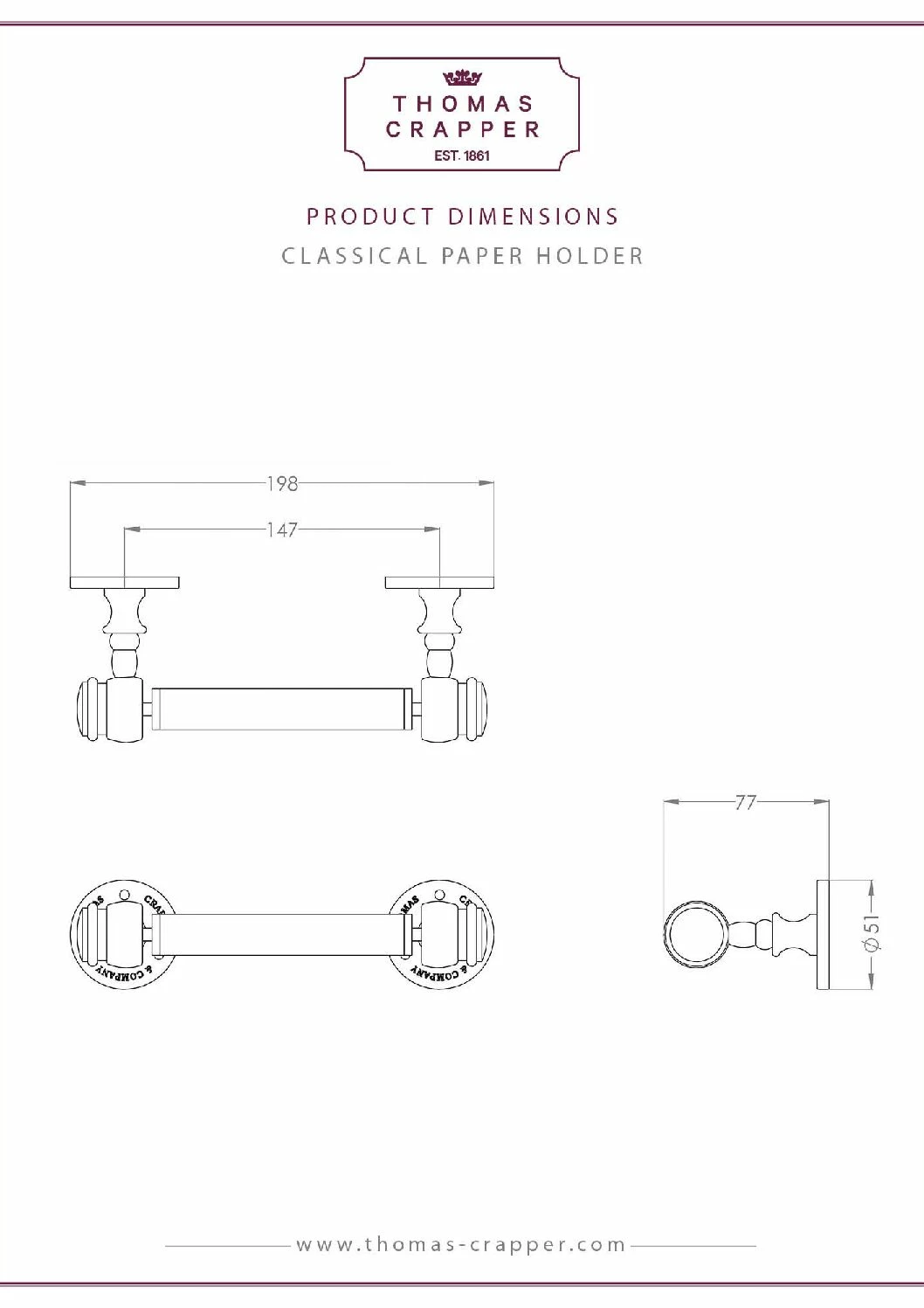 Thomas Crapper Classical Paper Holder | Old Fashioned Bathrooms 4 Thomas Crapper Classical Paper Holder | Old Fashioned Bathrooms - Image 4