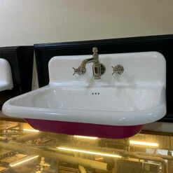 Clearwater Roll Top Basin With Up-Stand | Old Fashioned Bathrooms -Old Fashioned Bathrooms Sales roll top basin pink medium 2