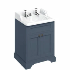 Burlington Freestanding Vanity Unit With Doors And Overflow Basin -Old Fashioned Bathrooms Sales small cabinet blue