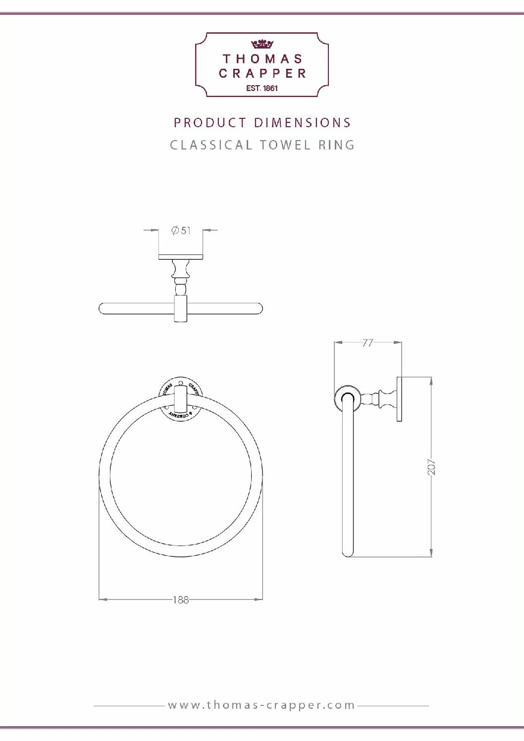 Thomas Crapper Classical Towel Ring | Old Fashioned Bathrooms 4 Thomas Crapper Classical Towel Ring | Old Fashioned Bathrooms - Image 4