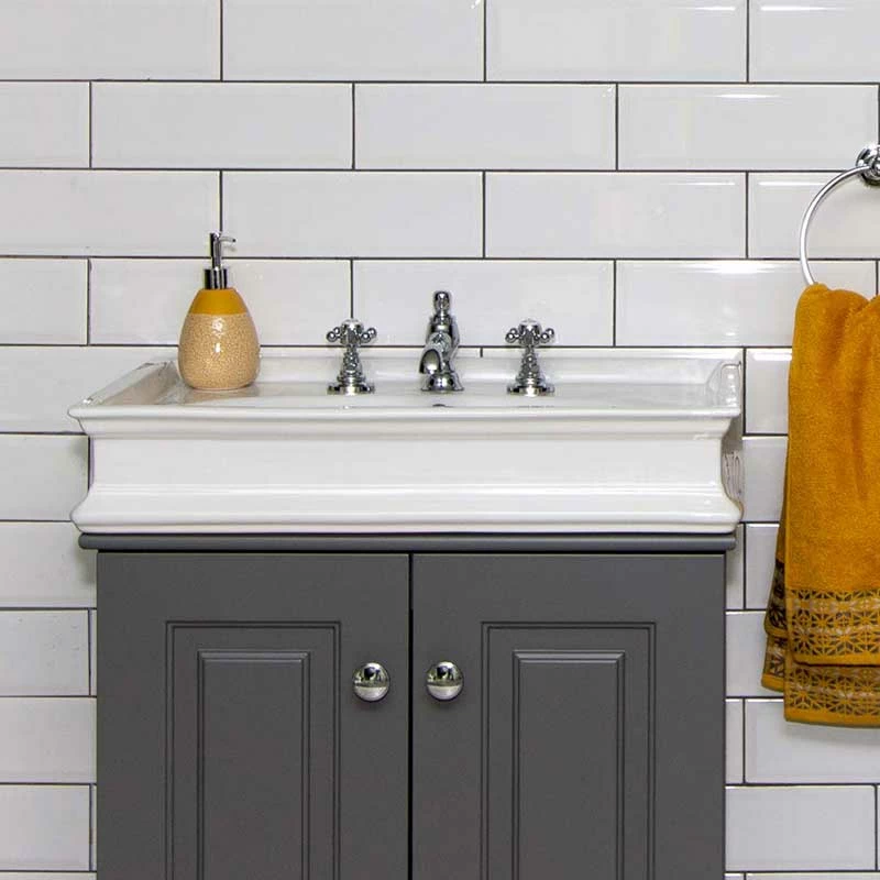 Victorian 670mm Cabinet With Square Cabinet Basin 2 Victorian 670mm Cabinet With Square Cabinet Basin - Image 2