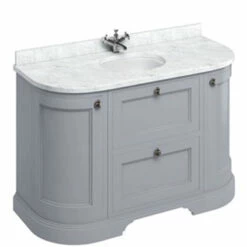 Burlington Freestanding Vanity Unit With Drawers And Minerva Carrara Top -Old Fashioned Bathrooms Sales white top grey